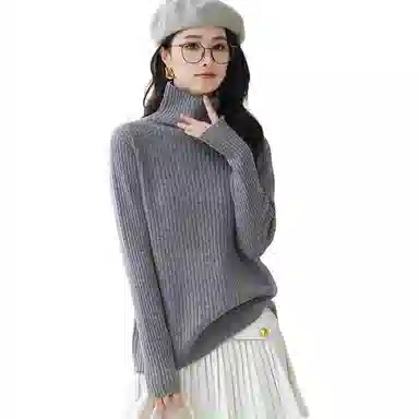 恒源祥 经典高领纯色套头长袖毛衣 女款