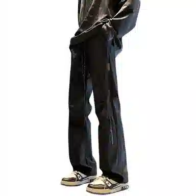 王者荣耀 美式褶皱拼接户外徒步爬山运动宽松舒适透气时尚百搭直筒休闲裤 标语款 男女同款