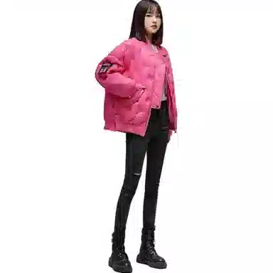 鸭鸭 立领保暖宽松长袖羽绒服 女款