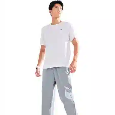 鸿星尔克 综训系列 休闲简约纯色直筒松紧针织运动裤 男款 冰川灰