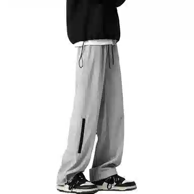 双星八特 美式高街加绒加厚防风防水户外露营登山机能风纯色基础款宽松系带直筒工装裤 男女同款 黑色