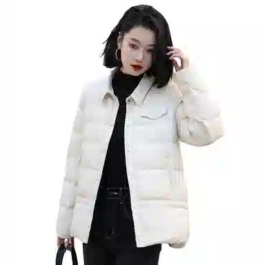 鸭鸭 纯色翻领薄款羽绒服 女款