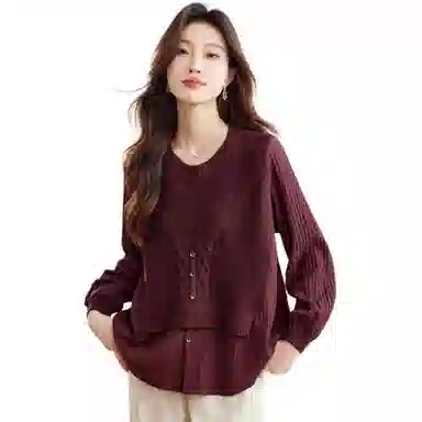 曲韩 套头休闲长袖衬衫 女款