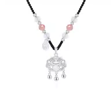 【999足银纯银锁住财运】 七好美银 招财福运平安锁新中式国潮优雅气质小清新招财转运铃铛吊坠百搭长命锁#好运 首饰  项链 男女同款情侣款