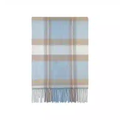 桉彩饰 百搭柔软流苏舒适保暖高雅格纹红色舒适静谧之花 绒线围巾 男女同款情侣款