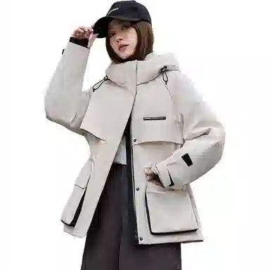 鸭鸭 连帽中长款长袖羽绒服 女款