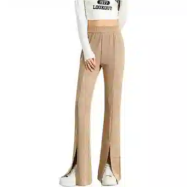 法文箱子 简约纯色高腰宽松休闲裤 女款