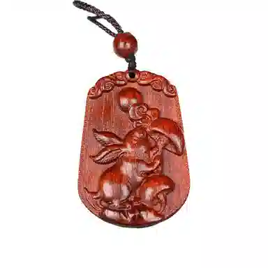 工匠一族 手工雕刻十二生肖木质平安无事牌 吉祥纳福#好运 檀木 项链 男女同款情侣款