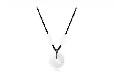 牧言 平安扣 复古新中式简约小众设计高级感 立体圆润镂空圆环圆珠编织黑绳锁骨链好运 白玉菩提 项链 男女同款情侣款