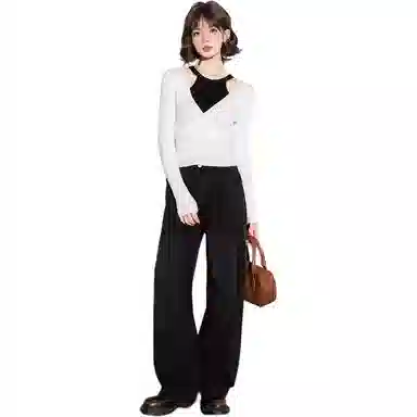 法文箱子 修身假两件简约毛衣 女款