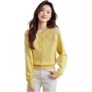 曲韩 圆领简约通勤毛衣 女款