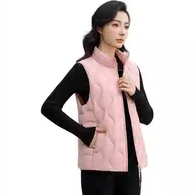 鸭鸭 纯色立领短款拉链马甲 女款