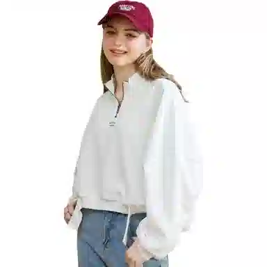 法文箱子 纯色宽松舒适长袖卫衣 女款