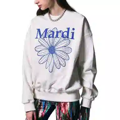 MARDI MERCREDI SS25 SWEATSHIRT FLOWERMARDI WHITE VIVIDBLUE