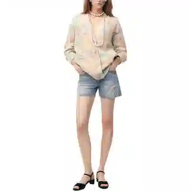 CHANEL 25M Coco Beach Denim Shorts Light Blue