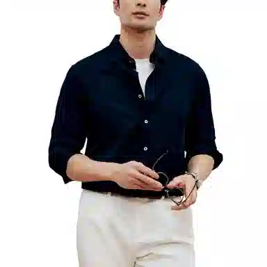 丹宁哲学 舒适无拘束高弹力修身针织长袖衬衫 男款