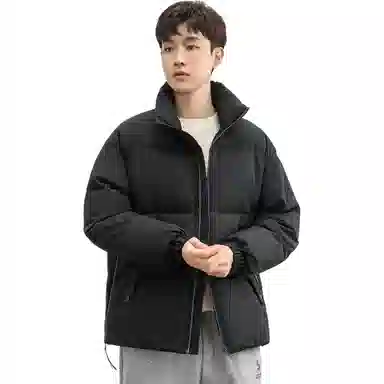鸭鸭 纯色抗皱短款面包羽绒服 男款