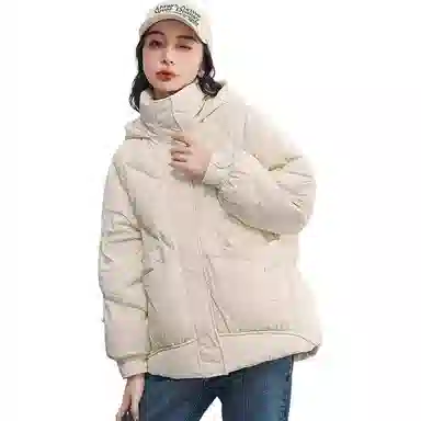 鸭鸭 连帽纯色长袖拉链羽绒服 女款