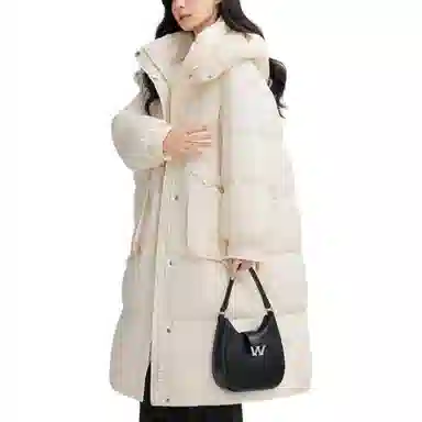 鸭鸭 加厚宽松纯色羽绒服 女款