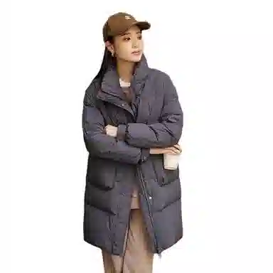 鸭鸭 韩版立领中长款加厚宽松休闲保暖羽绒服 女款