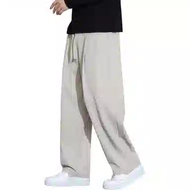 顶峰保罗 冰丝凉感速干宽松阔腿长裤无性别主义潮牌纯色大码薄款透气学生百搭运动直筒休闲裤 男女同款