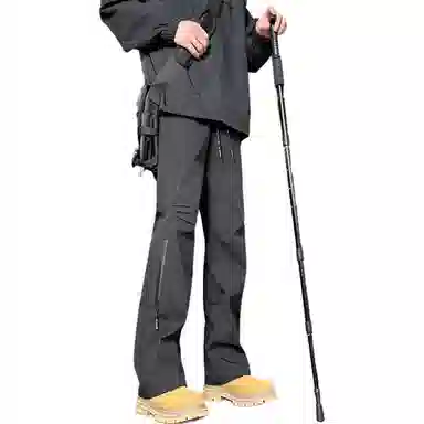 双星八特 纯色中腰松紧宽松直筒休闲裤 男女同款 深灰色