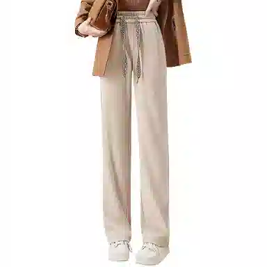 丝柏舍 阔腿纯色简约休闲裤 女款 燕麦色