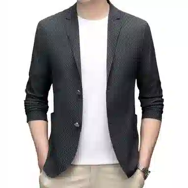 时尚纯色冰丝单排扣休闲商务西轻便舒适有型轻奢百搭西装 男款