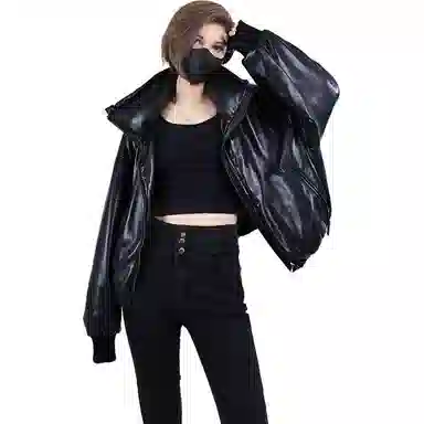 蛋白皮皮衣鸭鸭 立领纯色韩版时尚休闲短款宽松羽绒服 女款