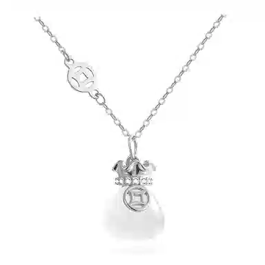 幸囍礼 新中式招财转运铜钱福袋 复古国潮风轻奢精致代代有福吊坠 小众高级感设计 玉髓 项链 女款