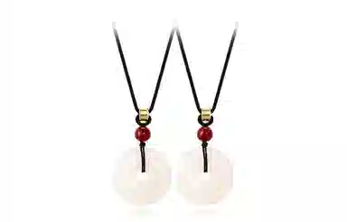 牧言 平安扣 国潮复古新中式简约小众高级感 镂空圆环红色圆珠编织绳锁骨链 琉璃 项链 男女同款情侣款