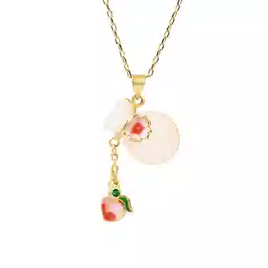 彤彤兔 珐琅彩绘钱袋铜钱 个性复古 铜 项链 女款