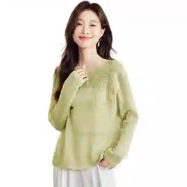 曲韩 纯色常规长袖针织衫 女款