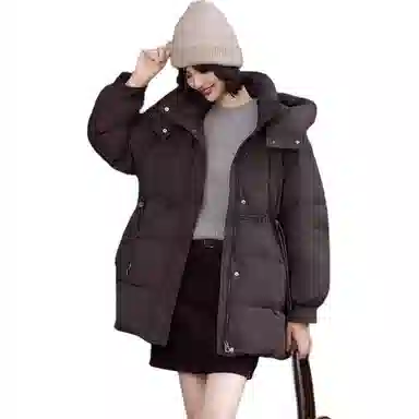 鸭鸭 加厚冬季韩版休闲中长款连帽长袖羽绒服 女款