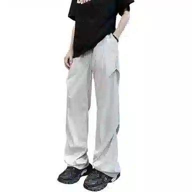 顶峰保罗 痞帅凉感舒适简约百搭伞兵直筒长裤户外登山跑步运动宽松小众设计感阔腿休闲裤 男女同款