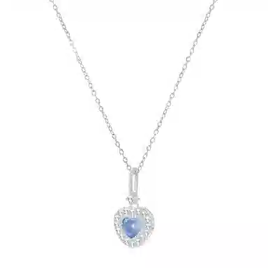 饰伴 海蓝之心 复古爱心 轻奢小众设计高级感一个心形锁骨链 项链 女款 礼物