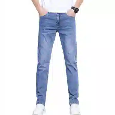 吉肯蒂 夏季薄款冰丝直筒弹力长裤牛仔裤 男款