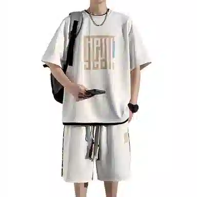 顶峰保罗 新中式国潮冰丝健身篮球圆领短袖短裤一整套无性别主义弹力松紧腰显高宽松加肥加大舒适百搭休闲运动套装 男女同款