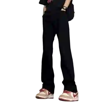 双星八特 加绒加厚保暖长裤美式高街废土风水洗做旧中腰百搭垂感休闲弯刀微喇潮流牛仔裤 男女同款