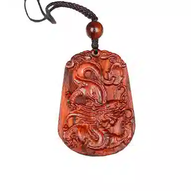 工匠一族 手工雕刻十二生肖木质平安无事牌 吉祥纳福#好运 檀木 项链 男女同款情侣款