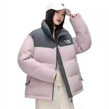 鸭鸭 字母印花厚款保暖长袖羽绒服 通用 粉色