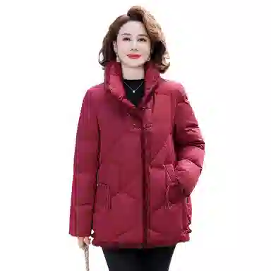 鸭鸭 纯色立领保暖宽松外套羽绒服 女款
