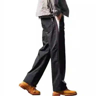 格蓝鹿 港风学生潮流宽松直筒薄款小众拼接工装裤子美式潮牌清新文艺复古学院户外休闲裤 男女同款