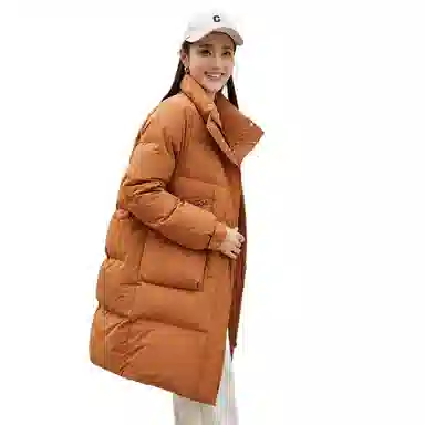 鸭鸭 韩版立领中长款加厚宽松休闲保暖羽绒服 女款