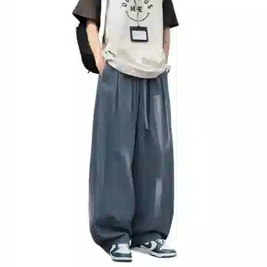 哲源 复古简约纯色宽松休闲裤 男女同款