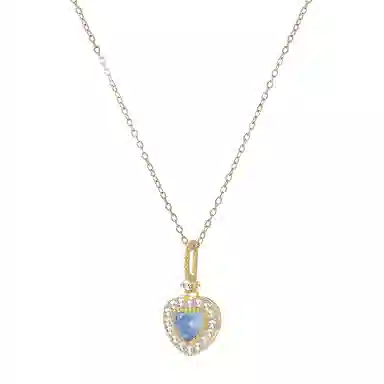 饰伴 海蓝之心 复古爱心 轻奢小众设计高级感一个心形锁骨链 项链 女款 礼物