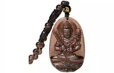 易明居 国潮十二生肖 本命年佛牌 简约大气六字真言转运珠吊坠 八大本命佛守护神 黑曜石 项链 男女同款情侣款