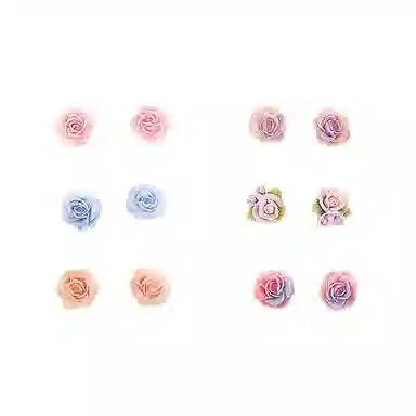 【鲜花耳饰套装】 千桐 甜美清新彩色花朵 小巧精致 不重样 防过敏 塑料 耳钉 男女同款情侣款