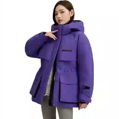 鸭鸭 连帽中长款长袖羽绒服 女款