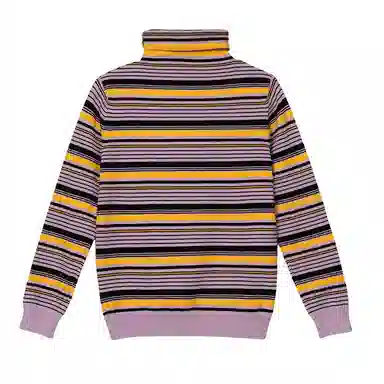 法文箱子 复古条纹拼色长袖针织衫 女款